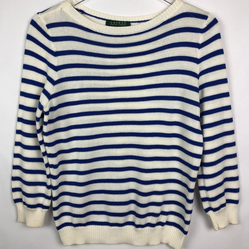 Ralph Lauren | Blue Striped Relaxed Sweater | M